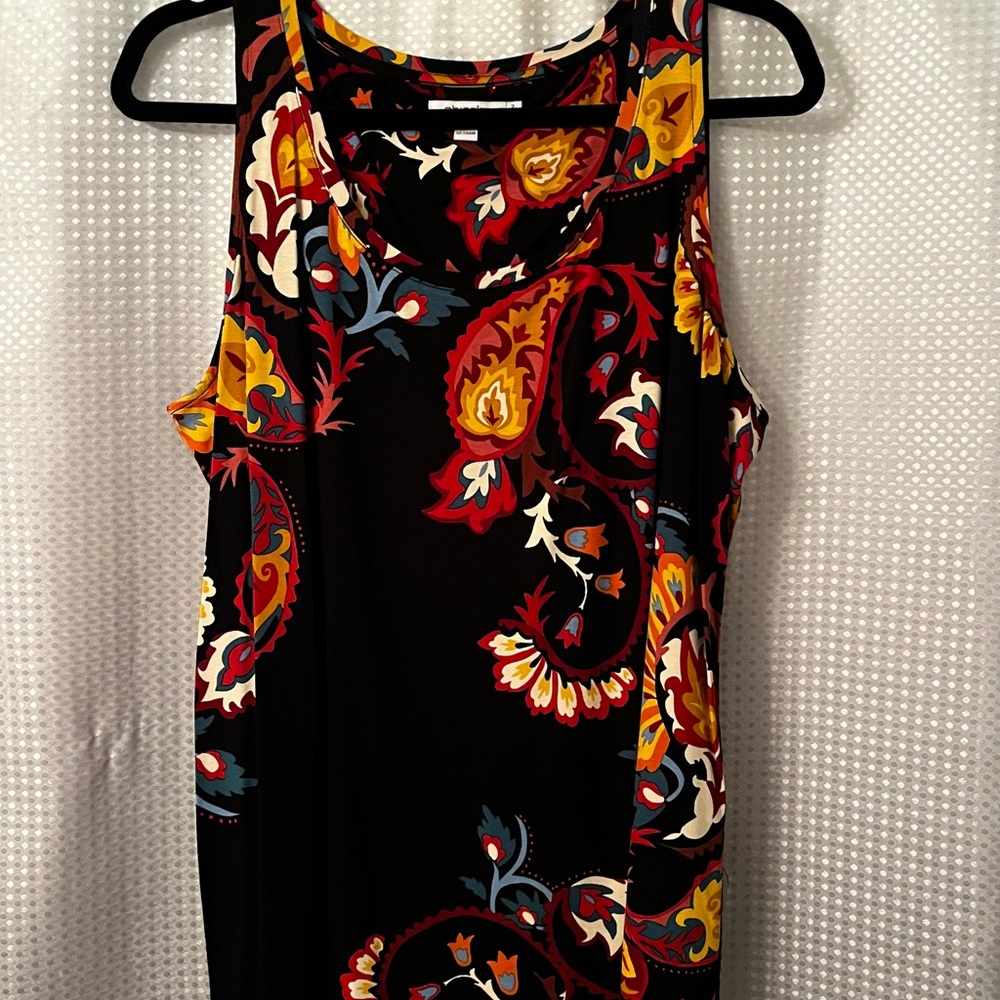 Chico's Black Tank Top with Red, Yellow & Blue Paisley
